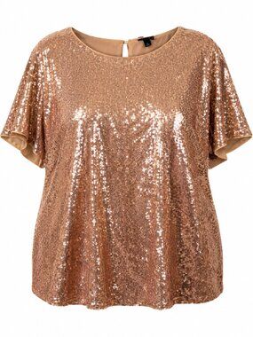 NWT Torrid Rose Gold Champagne Sequin Top Size 4